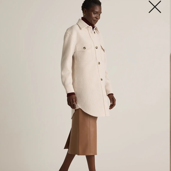 100% merino wool long shirt jacket, cream - Picture 3 of 10